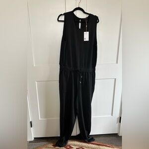 Quince Supersoft Fleece Sleeveless Wide Leg Jumpsuit Large 34” Inseam NWT